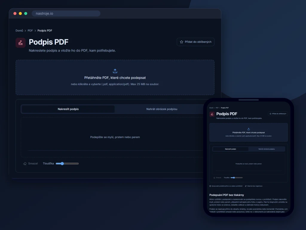 Ukázka nástroje Podpis PDF
