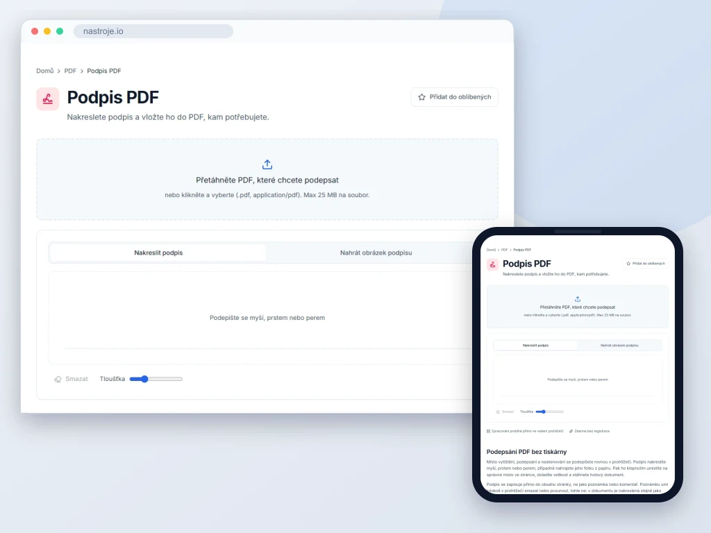 Ukázka nástroje Podpis PDF